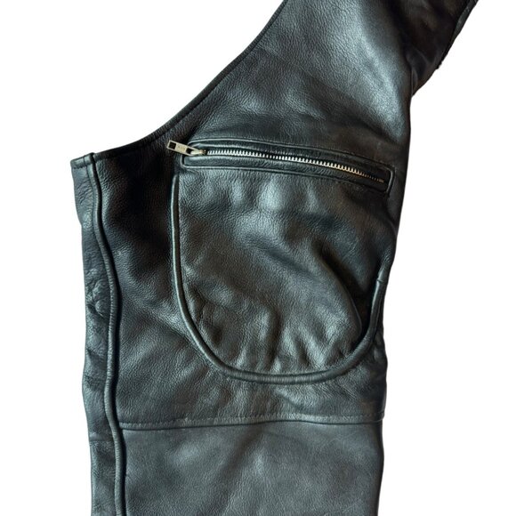 IK Leather Black Leather Chaps Size Large - Picture 3 of 7